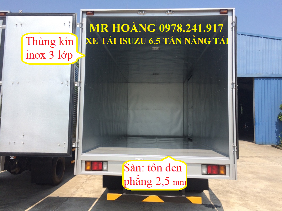 xe tải isuzu 6,5 tấn nâng tải nqr75m-16 kết cấu thùng 1