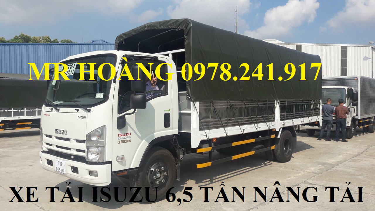 xe tải isuzu 6,5 tấn nâng tải nqr75m-16 thùng mui bạt