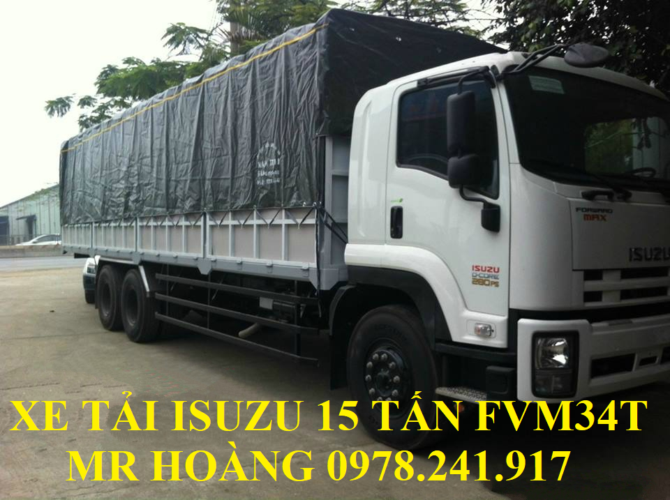 xe tải isuzu 15 tấn fvm34t thùng mui bạt