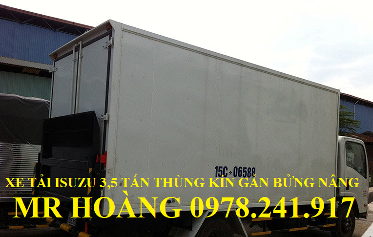 xe tải isuzu 3,5 tấn thùng kín gắn bửng nâng hạ