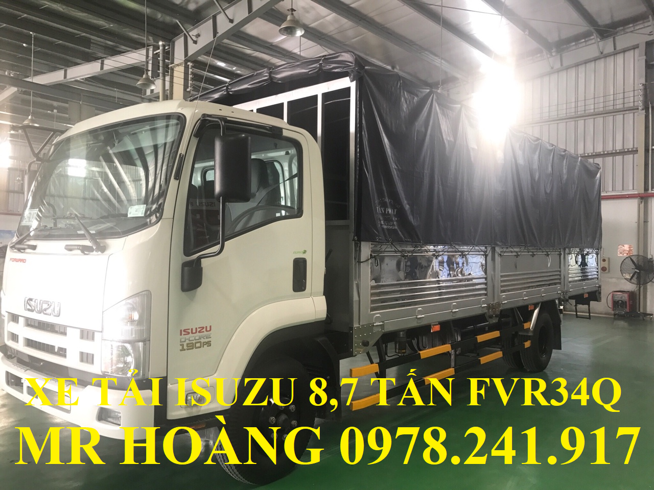 xe tải isuzu 8,7 tấn fvr34q thùng mui bạt ngắn 7,6 m