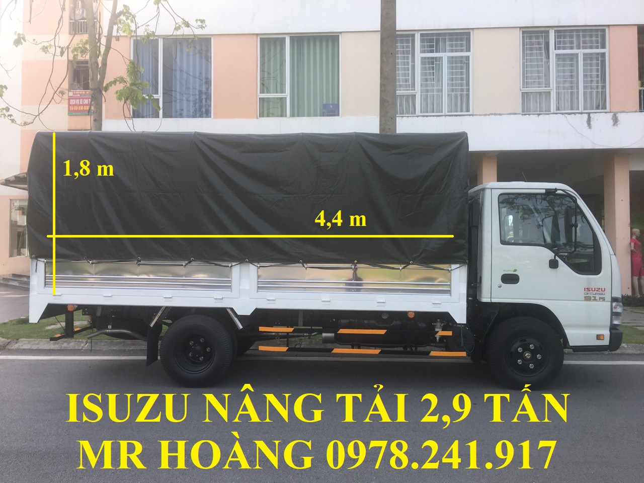 Giá bán xe tải isuzu 2,9 tấn nâng tải QKR55H-16 trả góp 100 triệu